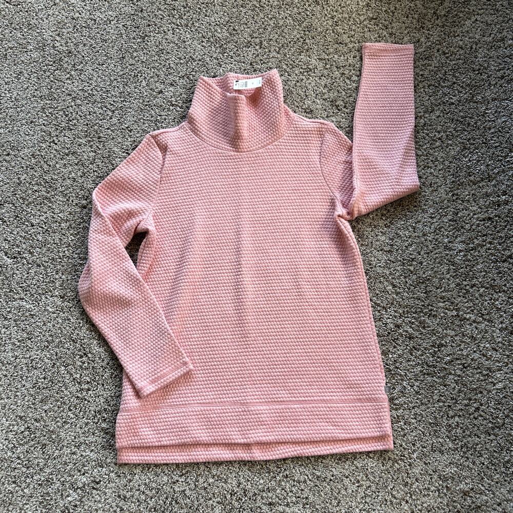 NEW $89 T By Talbots size M Quilted Mock CowlNeck Sweater Tunic Top Pink H26